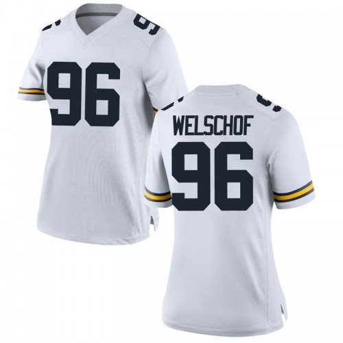 Julius Welschof Michigan Wolverines Women's NCAA #96 White Game Brand Jordan College Stitched Football Jersey NUH2654VY